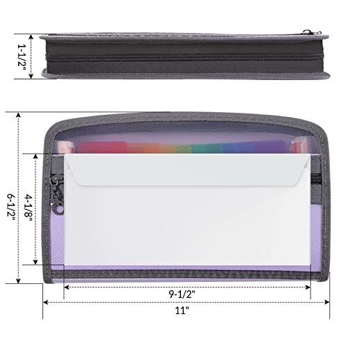 Skydue Small Accordion File Organizer, Receipt Coupon Organizer Holder, 13 Pocket Small File Folder For Check Bill Business Document, Zipper Closure, 11 * 6 Inches (Purple) #TOP1