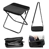 nnOuOnn Tragbarer Faltbarer Rucksackhocker für Camping, kleine Klapphocker für Erwachsene, leichte Mini-Taschen-Klapp-Teleskop, für Angeln, Reisen, Wandern, Garten (Schwarz, klein)