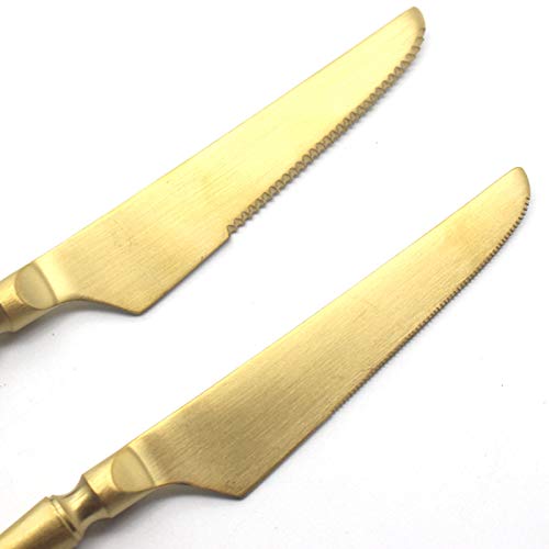 Besteckset, 5/20/30/40/50/60-teilig, Steakbesteckset aus mattiertem Edelstahl 304, Rührlöffel, Gold, 40-teilig für 8 Personen (Gold, 20-teilig für 4 Personen)