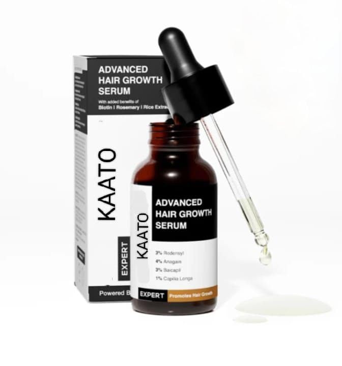 KAATO Advanced Hair Serum for Hair Growth & Thickening, Hair Fall Control and Nourishment | Organic 100% Pure, Natural | 30ml
