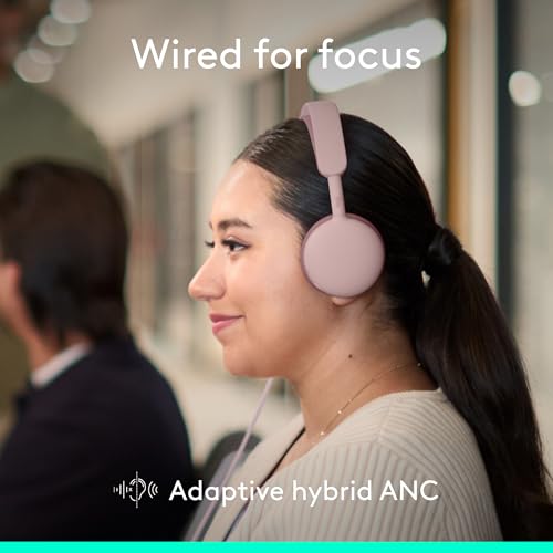 Image of Logitech Zone Wired 2 for Business - Noise-Canceling Headset with Adaptive Hybrid ANC, Microsoft Teams Certified, USB-C with USB-A Adapter - Rose (Pack of 4)