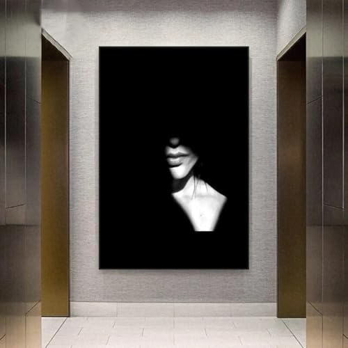 Impression sur toile sensuelle silhouette de femme art monochrome chic cadre 30x45