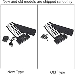 Portable Rollup Piano, 61 Keys, Soft Flexible Foldable Electronic Keyboard, with External Power Adapter, for Children and Beginners