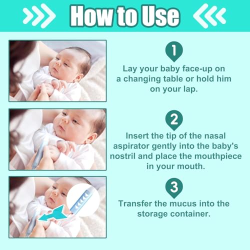 Image of Nasal Aspirator for Baby, Nasal Congestion Relief Nose Cleaner with 2 Silicone Tips 25 Hygiene Filter for Babies Infants Toddlers Boys Girls (Blue)