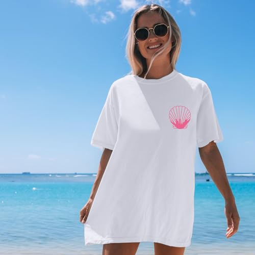 Image of Hawaiian T Shirts for Women Oversized Aesthetic Hibiscus Flower Beach Shirt Teens Preppy Tropical Graphic Tee Tops