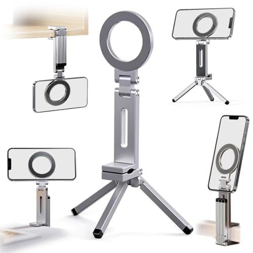 Trípode magnético para teléfono móvil para videollamadas de escritorio y vlogs con soporte de aluminio