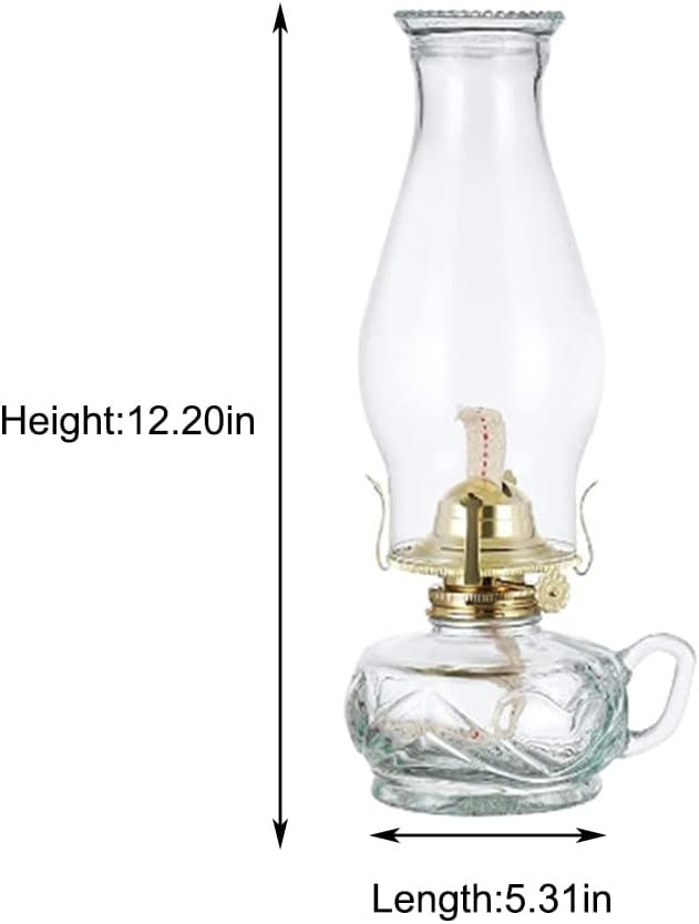 Adjustable Oil Lamp Lantern American Bedroom Bedside Lamp Classic Rural Kerosene Lamp Retro Metal and Glass Illuminated Transparent Atmosphere Light for Living Room Restaurant Kitchen Study
