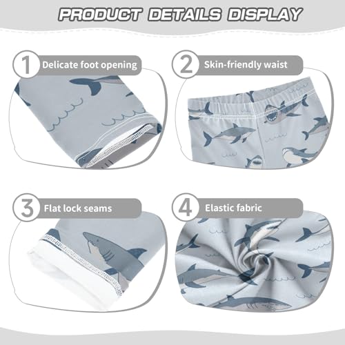 Girls' Leggings Shark Sea Animal Ankle Length Printed Leggings Comfort Pants for Kids 4-10 Years4