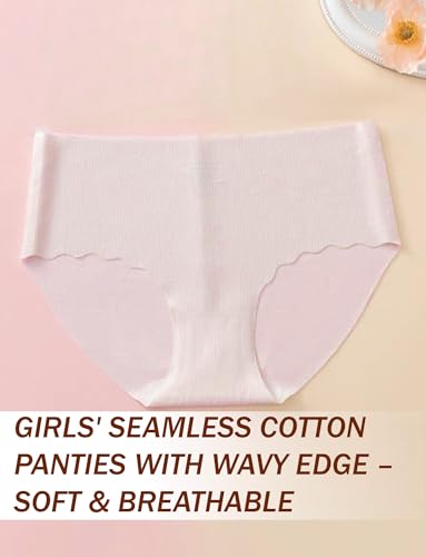 SEAUR Seamless Briefs for Teen Girls Mid Waist Soft Underwear Solid Color Knickers 4 Pack 7-16 Years3