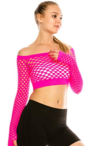 Kurve Women’s Sexy Fishnet Top - Stretchy See Through Long Sleeve Layer Mesh Shirt Crop Top Party Clubwear Cover Up - Image 3