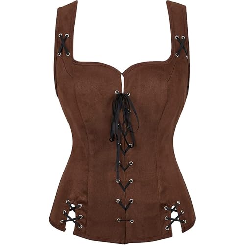 Chaleco steampunk de ante ajustable para mujer: define tu silueta sin opresión
