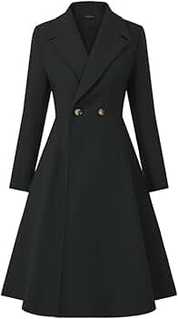 Amazon.com: Women's Swing Double Breasted Coat Wool Blends