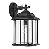 Sea gull lighting 84031 12 kent one light outdoor wall lantern with clear beveled glass panels black finish  urban country home decor