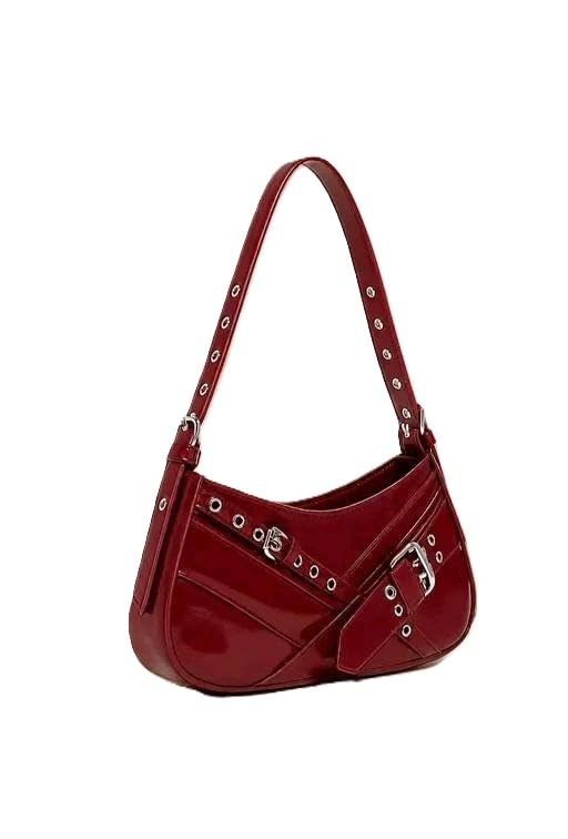 Women Casual Shoulder Bag PU Material Solid Design Stylish Sling Purse for Shopping Travel Maroon-image-26
