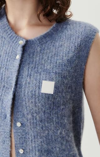 Image of Women Chunky Button Sweater Vest Sleeveless Round Neck Rib Knitted Tank Top Y2k Knitted Cardigan Vest Shirt