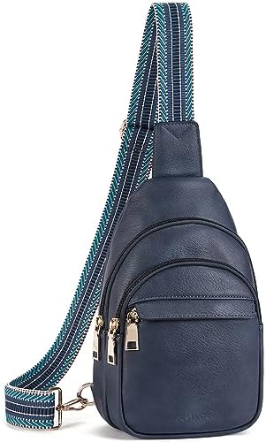BOSTANTEN Small Sling Bag for Women Leather Crossbody Bags Fanny Pack Chest Bag for Travel, A-blue, Small, Classic