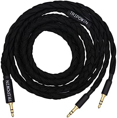 Tripowin GranVia Upgraded OFC High Purity Headphone Audio Replacement Cable, Dual 3.5mm Connector to 3.5mm Stereo Headphone Cable,for HE4XX/HE-400i/HE400se/ HarmonicDyne Zeus/Goldplanar/Focal ELEGIA