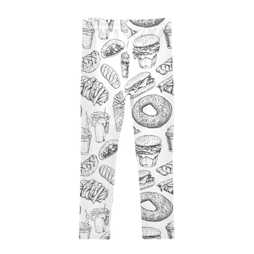 ZZKKO Girls Leggings Street Food Toddler Girls Clothes Leggings for Girls Toddler Girls Leggings 3-4T2