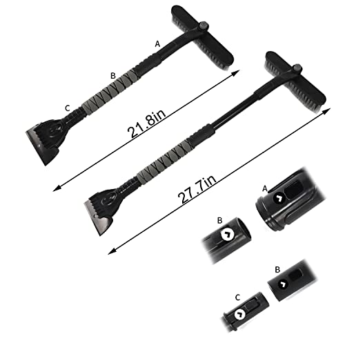 Snow Brush Extendable, 2 In 1 Ice Scraper For Car Windshield With Foam Grip And Rotating Brush Head, Heavy Duty Abs (Grey) #TOP3