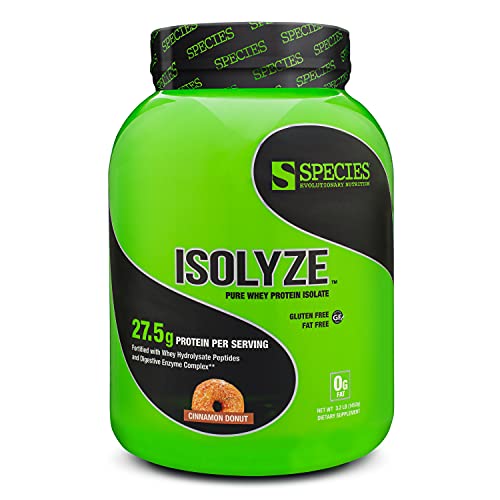 Species Nutrition Isolyze Whey Protein Powder, 100% Whey Isolate Protein, Whey Protein For Muscle Building, 27.5G Protein Per Scoop, No Sugar & Low Fat Protein (Cinnamon Donut, 44 Servings) #TOP11