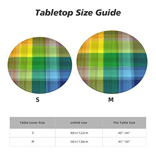 Smuxqni Rainbow Tablecloth Elastic Fitted Tablecloth Round Colorful Tablecloth Washable Round Table Clothes 48 Inch Reusable Table Cover For Home Party Picnic Fit Table 40-44 Inch #TOP4