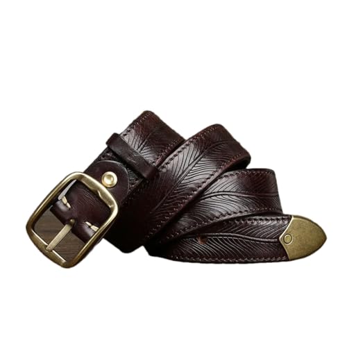 Men’S 3.8Cm Thick Genuine Leather Copper Buckle Fashion Double-Sided Use Belt Solid Strap For Everyday Wear With Jeans