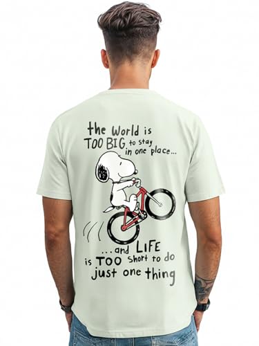 Bewakoof X Peanuts Men's Cotton Graphic Print Regular Fit Half Sleeve Round Neck T-Shirt | Tshirt for Man | Tshirt for Men Cotton | Tshirts for Men Stylish | Casual Wear | Street Wear