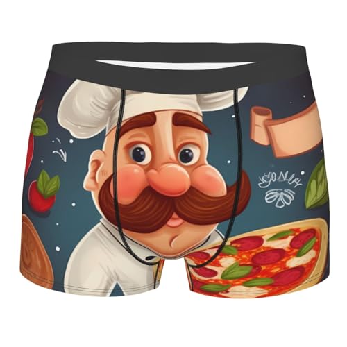 LHBWCVN Men's Ultra Breathable Underwear Chef Pizza Boxers Briefs Soft Cotton Boxer Shorts Tagless Trunks, Black, L