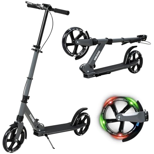 NOVONOVA Patinete Scooter Plegable, Patinetes para niños y niñas, 9-14 años con Manillar Ajustable 91-103m, Patinete con Luces con 2 Ruedas Grandes 200mm y Freno de Mano y pie Máx. 100kg
