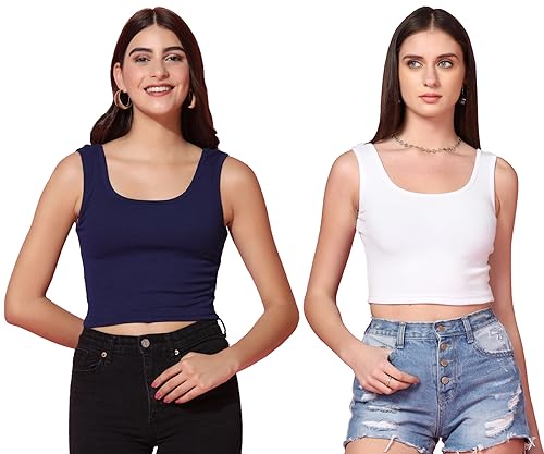 Image of TOPLOT Women's Solid Ribbed Round Neck Sleeveless Slim Fit Tank Top (5069)