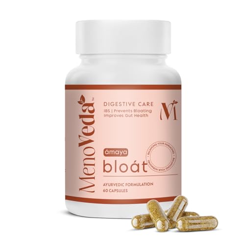 Menoveda Bloat - Gut Health & IBS Menopause Supplement For Women | Reduces Bloating, Indigestion & Burping | Gut Health & IBS Ayurvedic Capsules For Women - 60 Caps (Pack of 1)