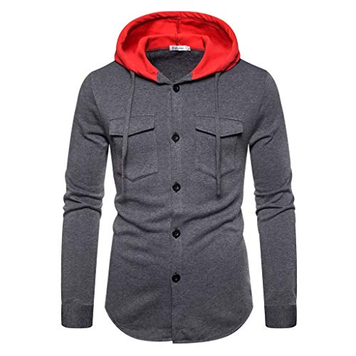Comparativas de Cuello niña lana para comprar hoy. 37 Exteren - Sudadera de manga larga con capucha para hombre, Gris oscuro, 3X-Large