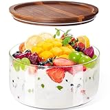 FavorFlavor Large Trifle Bowl Glass, 106 oz Trifle Bowl with Lid, Clear Glass Salad Bowl Serving Bowl for Laying Salad, Ice Cream Cake, Fruit etc, Dishwasher/Microwave Safe