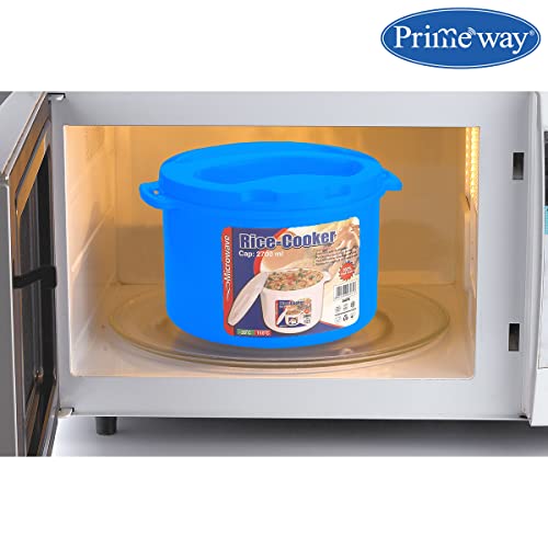 Image of Primeway Polypropylene 2.7Liter Microwave Rice Cooker Container W /Serving Spoon(Blue)