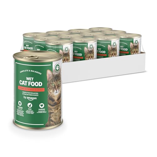 by Amazon, Cibo umido per gatti, bocconcini di manzo in salsa, 12 x 415 g