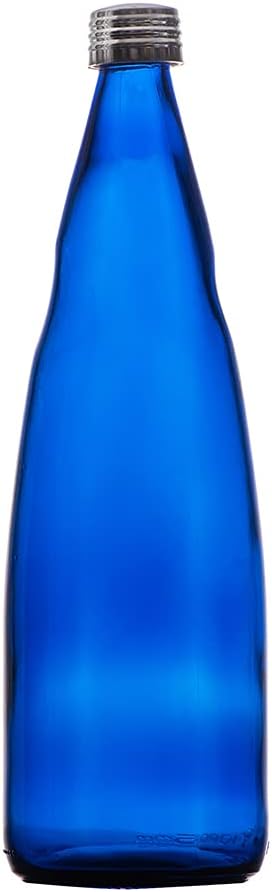 Greendrop Glassware Glass Water Bottle with Stainless Steel Cap, 1000ml, Set of 1, Blue