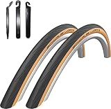 2 x Schwalbe Lugano 2 Rennradreifen Classic Skin 700 x 28C (28-622) inkl. 3 Reifenheber