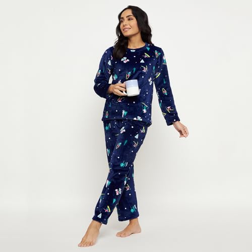 Image of CAMEY Womens Winter Full Sleeve Top and Pajama Pants Regular Fit Night Suit Round Neck Top and Pyjama Set Ladies Night Dress