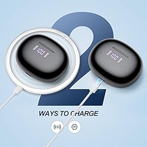 Wireless Earbuds Bluetooth Headphones 56H Playback Stereo in-Ear Earphones with Charging Case LED Power Display IPX7 Waterproof Ear Buds with Microphones for Work Fitness Sports, Black - immagine 3