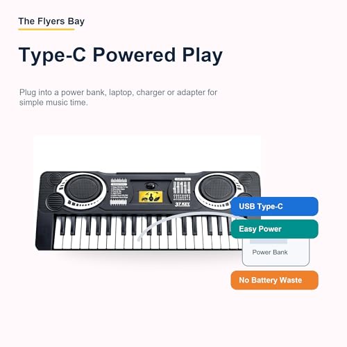 Image of The Flyers Bay 37-Key Mini Electronic Piano for Kids 3+ | Compact Multifunctional Musical Keyboard Toy | Educational Music Learning Toy | Sound, Rhythm & Creativity Development | My First Piano