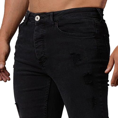 Ripped Distressed Skinny Jeans Men Stretch Slim Fit Denim Fashion Tapered Leg Summer Casual Pants Trendy Streetwear4