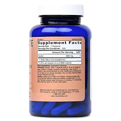 Good State | Zeolite Detox Supplement Clinoptilolite Capsules for Adults and Kids | Optimal Absorption Nano-Ionic Zeolite for Effective Body Detox and Cleanse | 600 mg Each Serving, 120 Veggie Caps