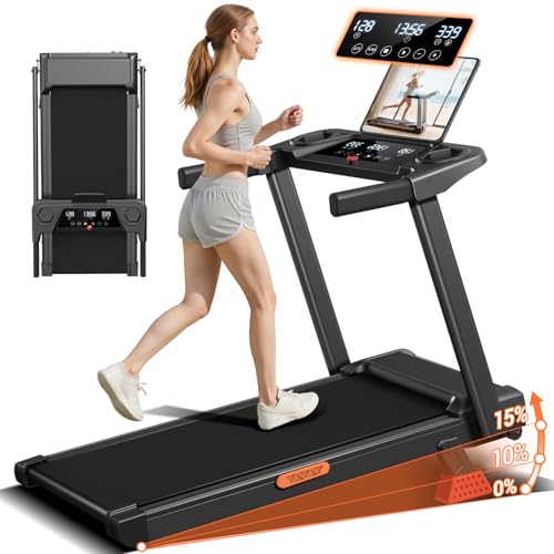 LONTEK Cinta de Correr Plegable con Inclinación Monitoreo de La Frecuencia Cardíaca Cinta de Andar para Casa 2.5HP/1800W Caminadora Electrica para Casa 12KM/H 、Pantalla LED
