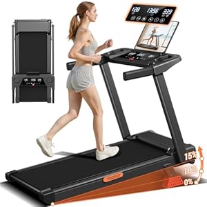16% Incline Treadmill with Handle, 3-in-1 Portable Treadmills for Home and Office, Foldable Treadmills with 300 Lbs Weight Capacity, 3.0HP Quiet Walking Pad Treadmill, Three Screen