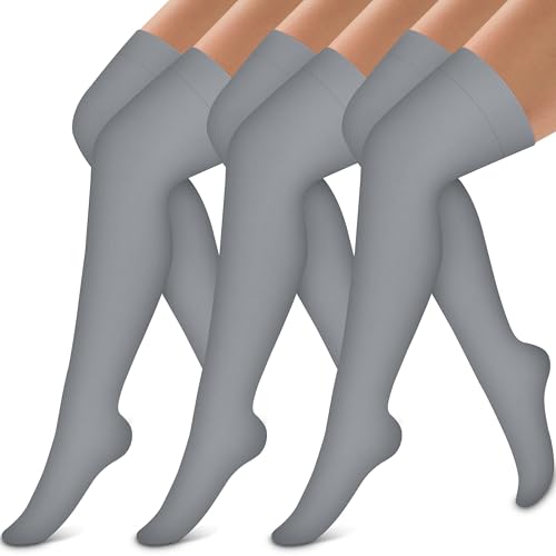 Image of Bluemaple Thigh High Compression Socks for Women and Men Circulation(3 Pairs) Over the Knee-Best Support for Running,Travel