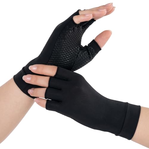 Hadnves All-Around Copper Arthritis Gloves for Women for Pain Compression Gloves Women Men Carpal Tunnel Pain Relief Glove Breathable Anti-Slip Hand for Rheumatoid Tendonitis Swelling