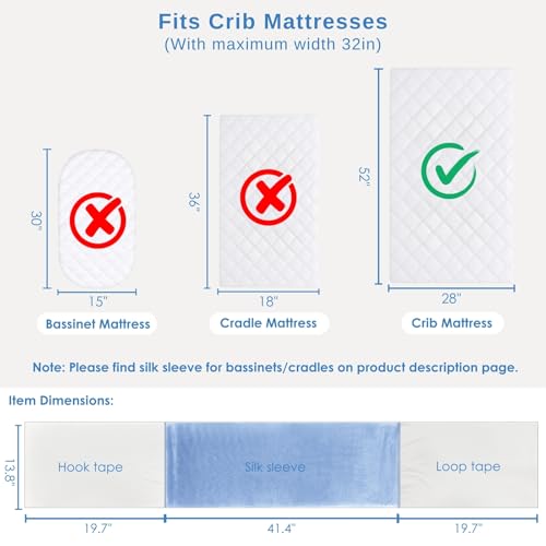 Image of PROMEED 2 Pack 100% Mulberry Silk Crib Sleeve for Baby Hair Loss Prevention, Premium 23 Momme Natural Silk Bassinet Slip for Bassinets /Cradles /Cots /Cribs (Light Blue)