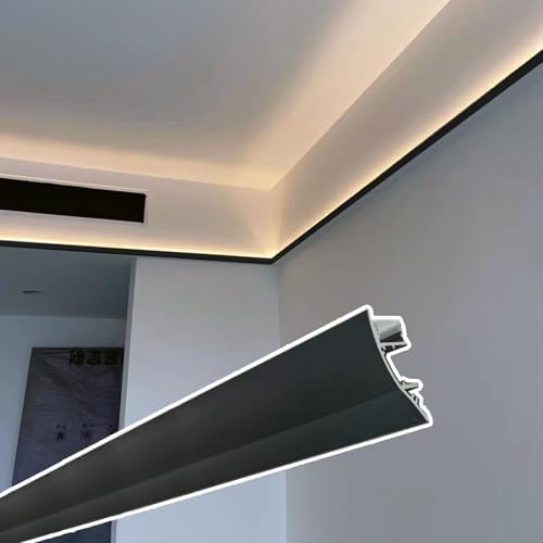 LED Wreath Casting Lighting Kit - White Aluminum Indirect Decorative Trim, Hanging Edge Profile for Bedroom, Modern Lighting Slot (1PC)