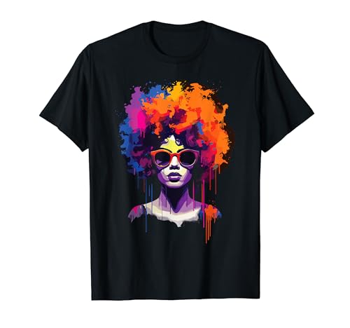 Melanina afro para mujer Black Queen Dripping Juneteenth Camiseta