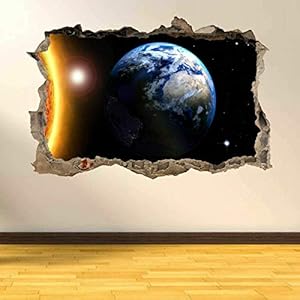 Muurstickers 3D Spiegelweergave Doorbreken De Muur Vinyl Muurstickers Verwijderbare DIY Vinyl Muurstickers Earth voor…